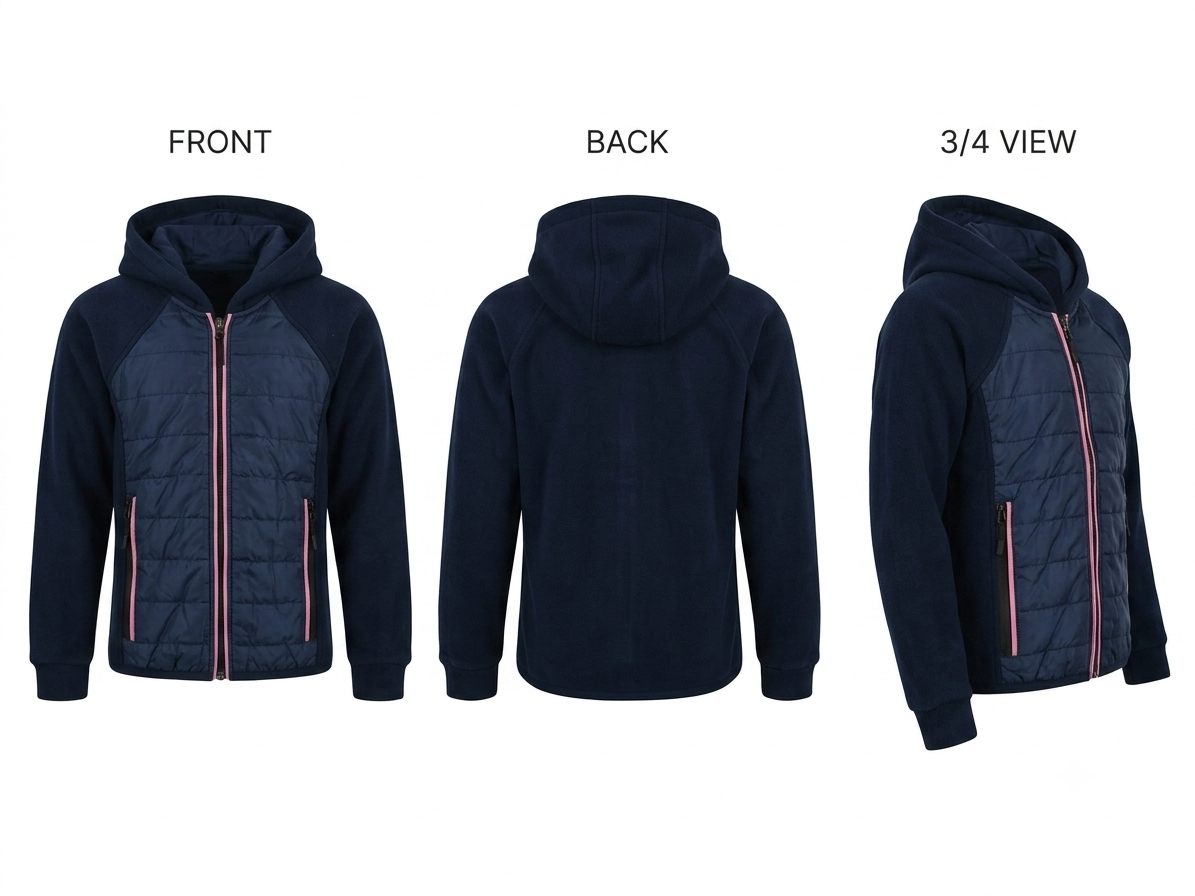 Kids' Navy Hooded Quilted Jacket