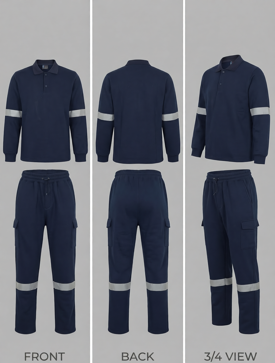 Boys' Navy Reflective Polo & Cargo Pants Set