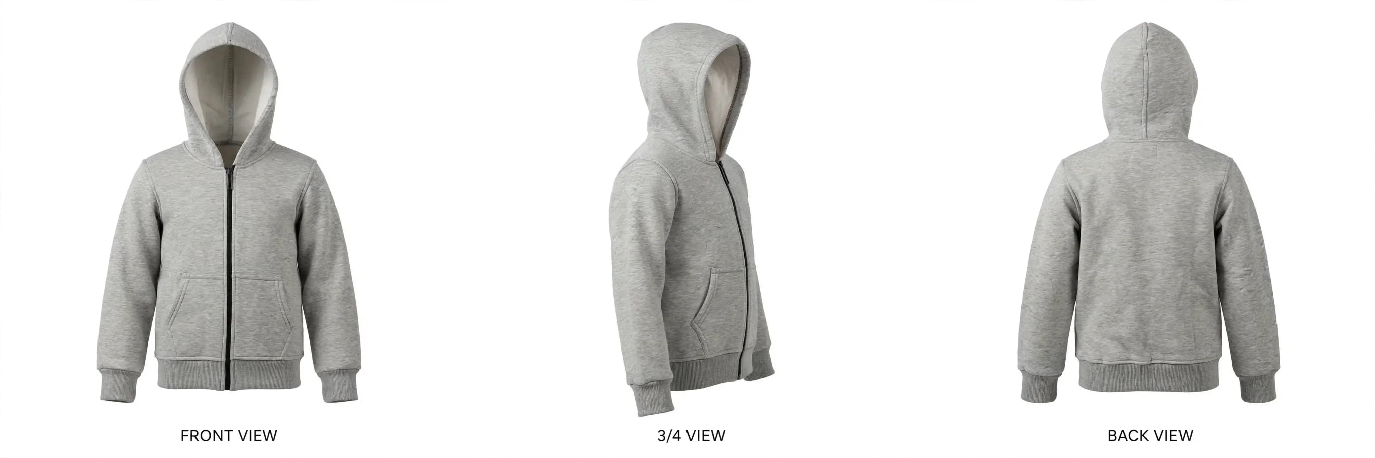 Kids Basic Zip-Up Hoodie – Light Grey