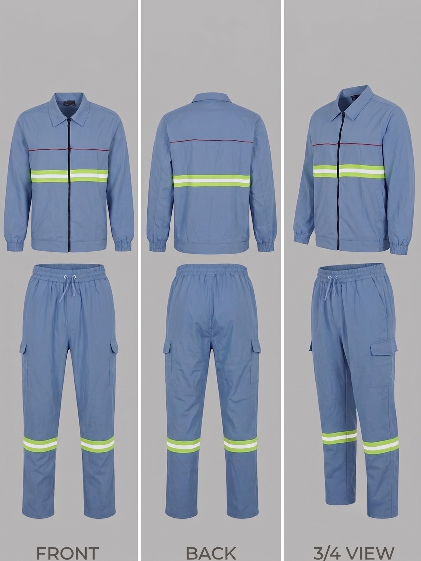 Light Blue Reflective Workwear Set – 2 Piece