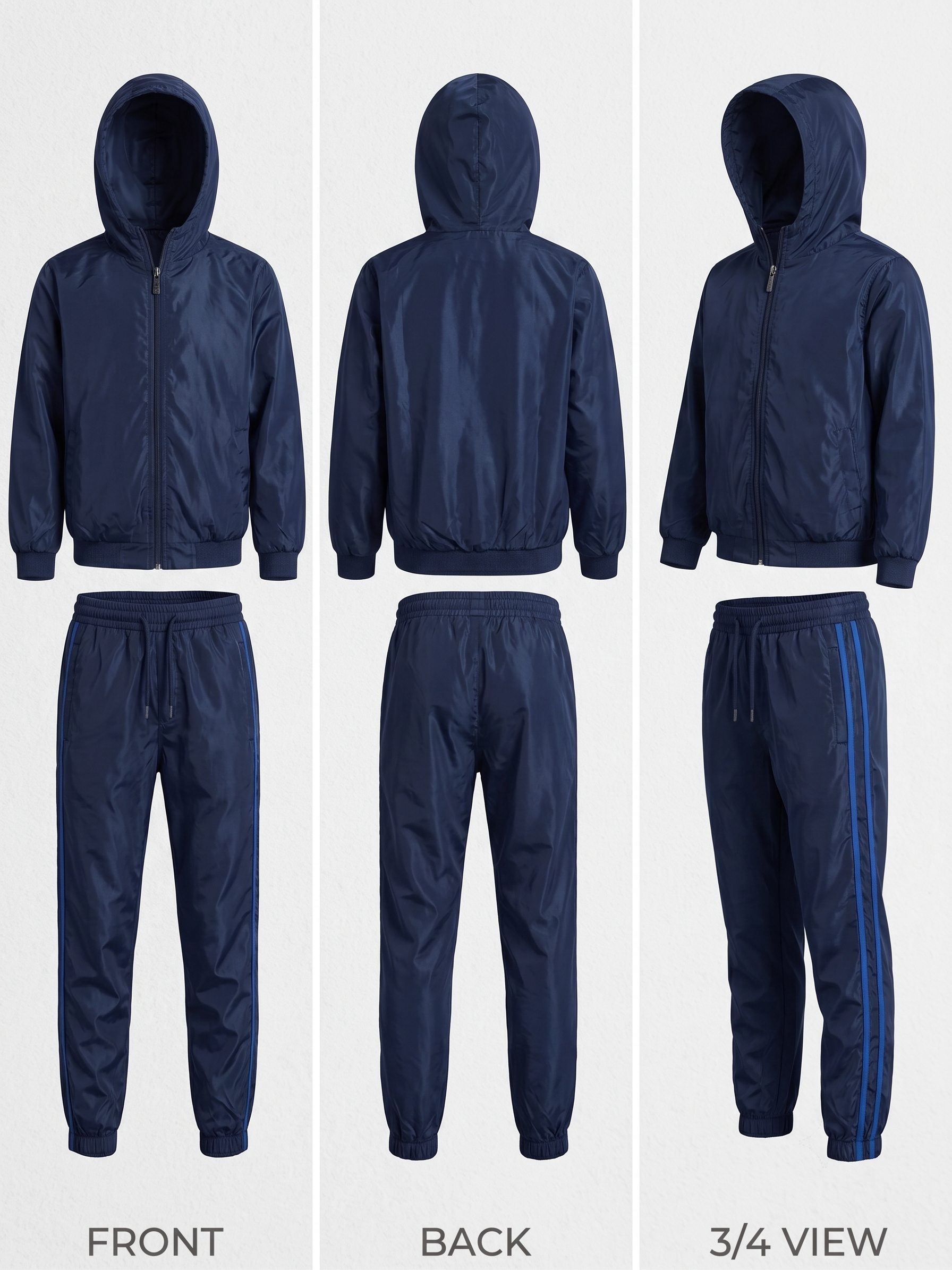 Navy Blue Hooded Tracksuit Set