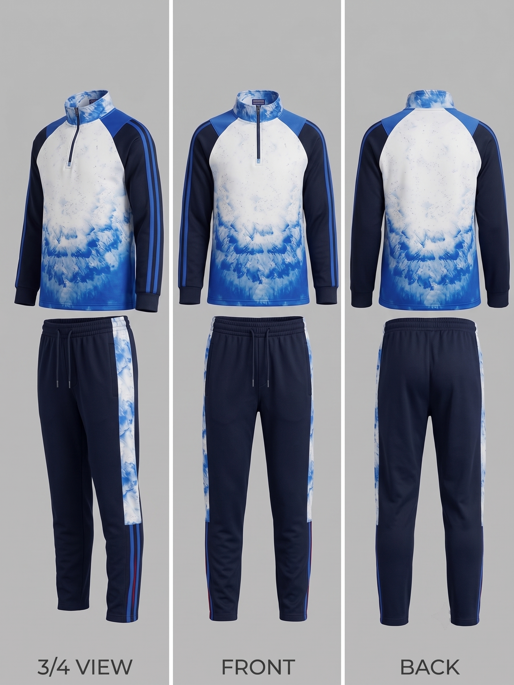 Navy & Blue Quarter-Zip Tracksuit Set