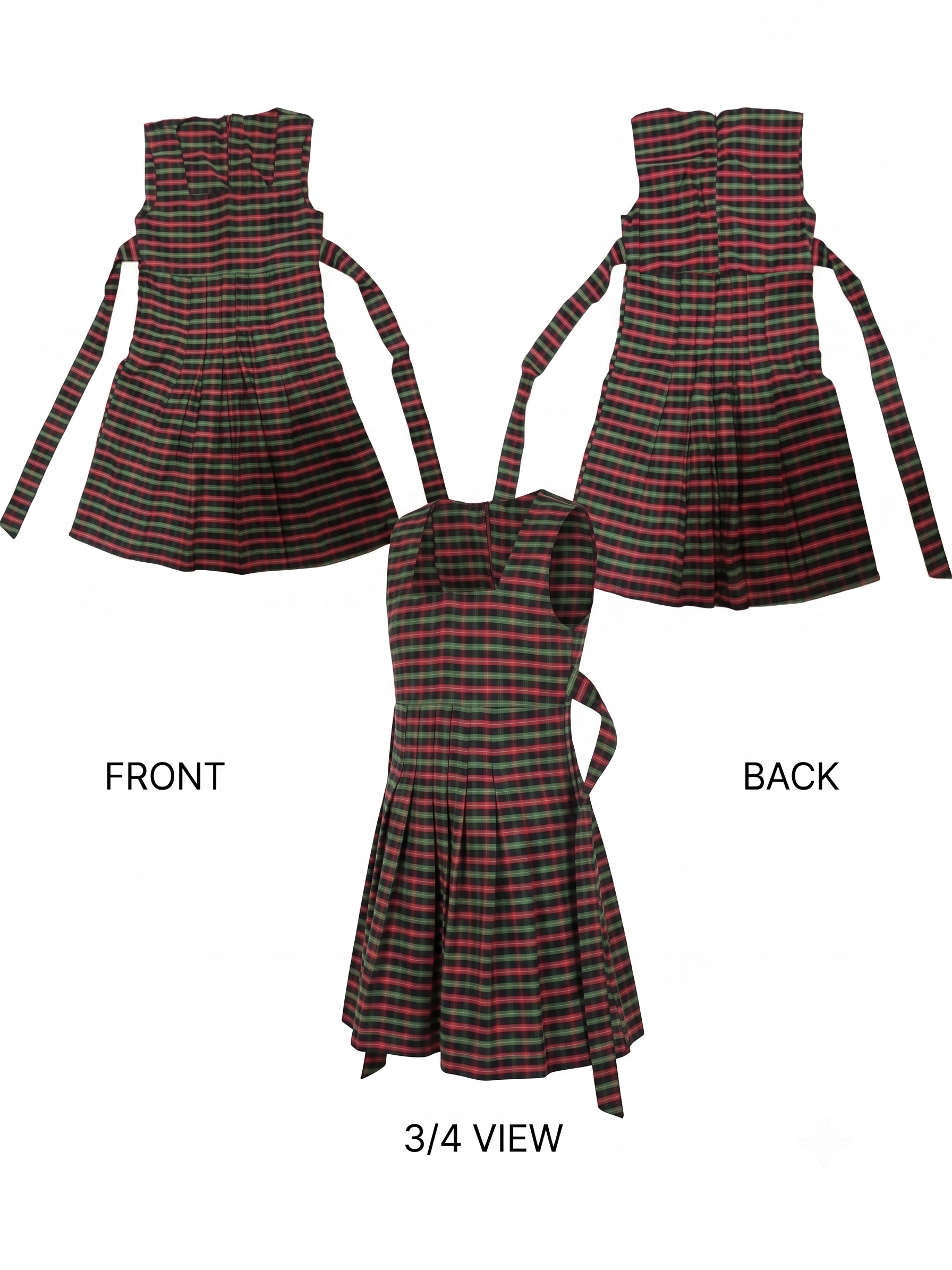 Red & Green Tartan Cutout-Sleeve Dress