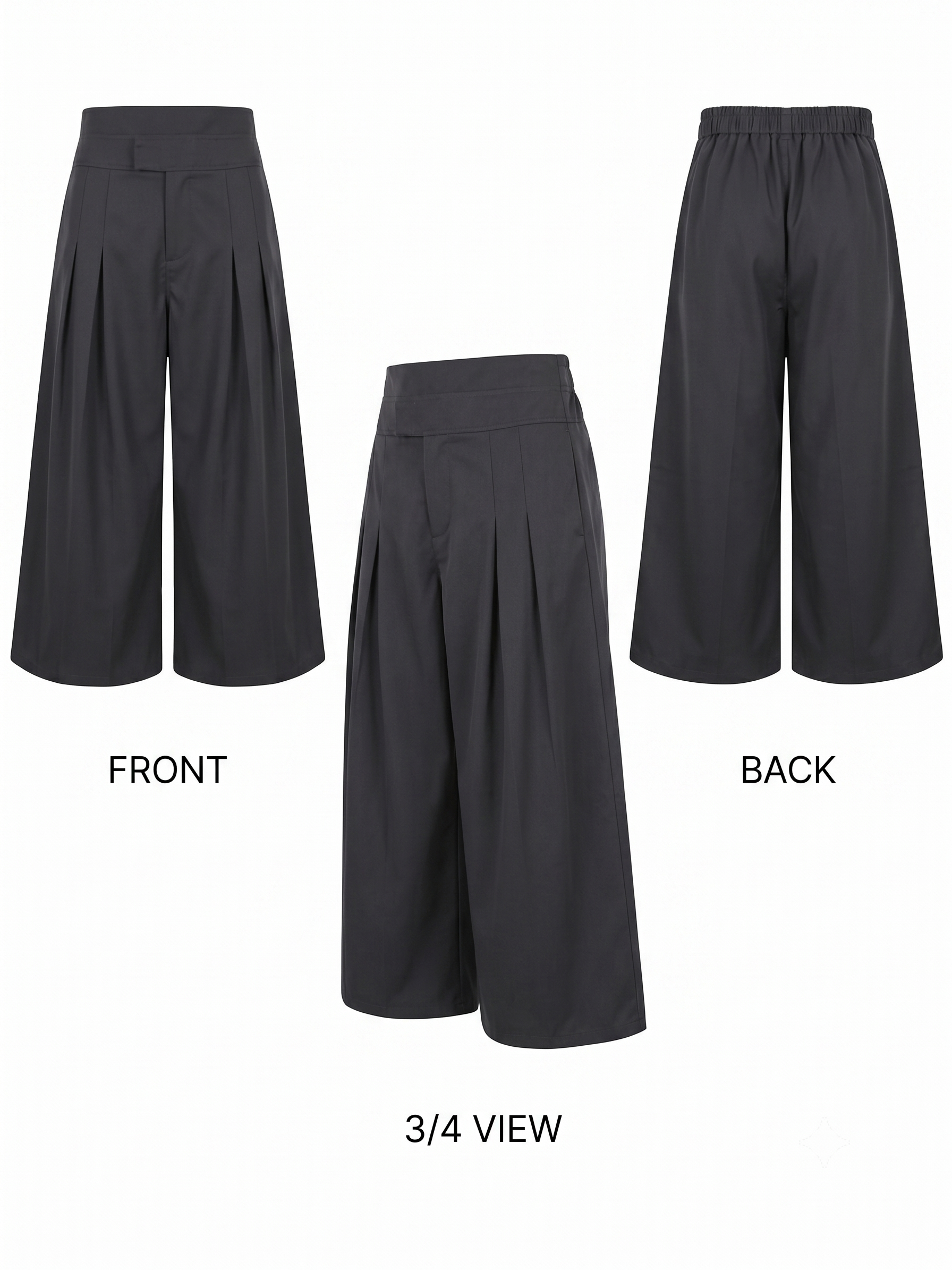 Women's High-Waisted Wide Leg Pants - Black