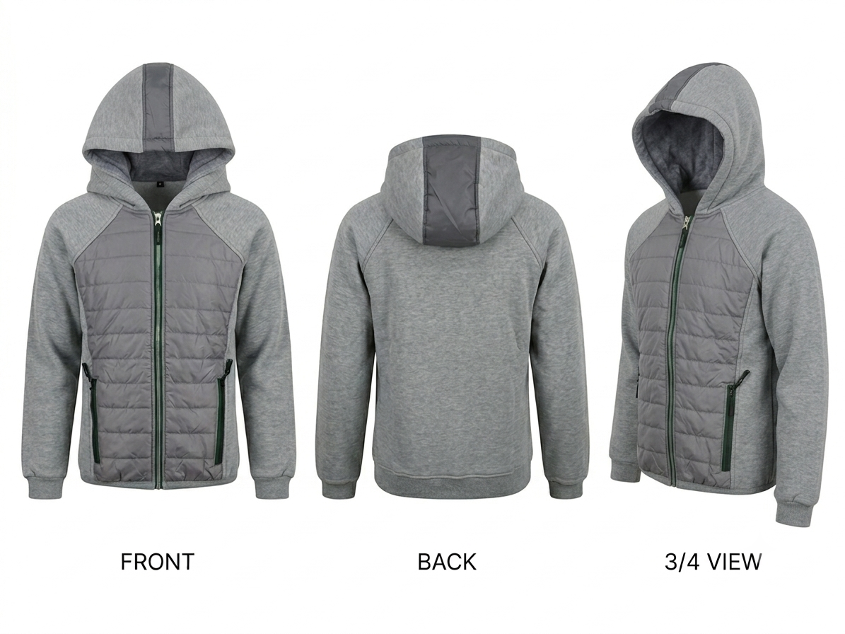 Grey Hooded Puffer Jacket